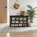 Schuhregalbank, 3-stöckiger Bambus-Schuh-Organizer, Flurbank, für Wohnzimmer, Badezimmer, Schlafzimmer, 28,7 x 89,4 x 52 cm