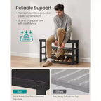 Schuhregalbank, 3-stöckiger Bambus-Schuh-Organizer, Flurbank, für Wohnzimmer, Badezimmer, Schlafzimmer, 28,7 x 89,4 x 52 cm