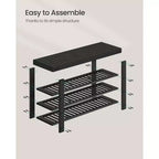 Schuhregalbank, 3-stöckiger Bambus-Schuh-Organizer, Flurbank, für Wohnzimmer, Badezimmer, Schlafzimmer, 28,7 x 89,4 x 52 cm