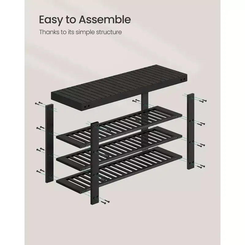 Schuhregalbank, 3-stöckiger Bambus-Schuh-Organizer, Flurbank, für Wohnzimmer, Badezimmer, Schlafzimmer, 28,7 x 89,4 x 52 cm