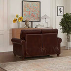 Sofa aus glattem PU-Leder mit silberner Nagelverzierung, 2 abnehmbarem Stauraum unter dem Sitz für das Wohnzimmer, Braun