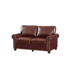 Sofa aus glattem PU-Leder mit silberner Nagelverzierung, 2 abnehmbarem Stauraum unter dem Sitz für das Wohnzimmer, Braun