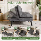 Samt-Futon-Couch-Sofa mit verstellbarer Rückenlehne, kleines umwandelbares Schlafsofa, modernes Zweisitzer-Sofa für Wohnzimmer, kleine Räume