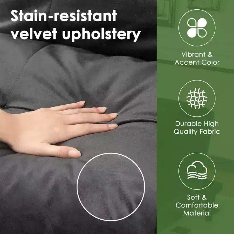 Samt-Futon-Couch-Sofa mit verstellbarer Rückenlehne, kleines umwandelbares Schlafsofa, modernes Zweisitzer-Sofa für Wohnzimmer, kleine Räume