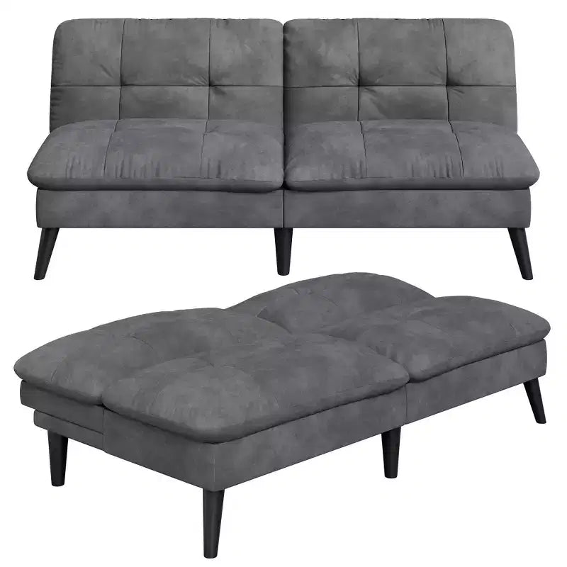 Samt-Futon-Couch-Sofa mit verstellbarer Rückenlehne, kleines umwandelbares Schlafsofa, modernes Zweisitzer-Sofa für Wohnzimmer, kleine Räume
