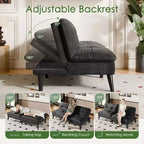 Samt-Futon-Couch-Sofa mit verstellbarer Rückenlehne, kleines umwandelbares Schlafsofa, modernes Zweisitzer-Sofa für Wohnzimmer, kleine Räume
