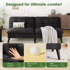 Samt-Futon-Couch-Sofa mit verstellbarer Rückenlehne, kleines umwandelbares Schlafsofa, modernes Zweisitzer-Sofa für Wohnzimmer, kleine Räume