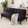  Velvet Futon Couch Sofa with Adjustable Backrest, Small Convertible Folding Sofa Bed, Modern Loveseat for Living Room, Small Space