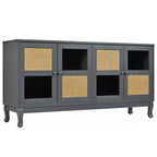 Sideboard-Buffetschrank mit 4 Rattan- und Glastüren, Konsolentisch mit Stauraum für Eingangsbereich, Esszimmer oder Wohnzimmer