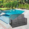  Wicker Pool Storage with Lockable Wheels, for Floaties Vests Balls Cushions & Patio Gear
