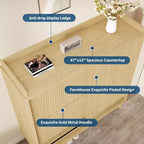 Schmaler geriffelter Schuhschrank für den Eingangsbereich, großer freistehender Schuh-Organizer aus Holz mit Schiebetür, 2 Klappschubladen, verstellbare Regalböden
