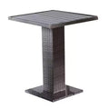  Bistro Outdoor Table, Marble Base, Gray Pe Rattan Frame, 27 Inch