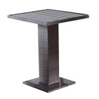  Bistro Outdoor Table, Marble Base, Gray Pe Rattan Frame, 27 Inch
