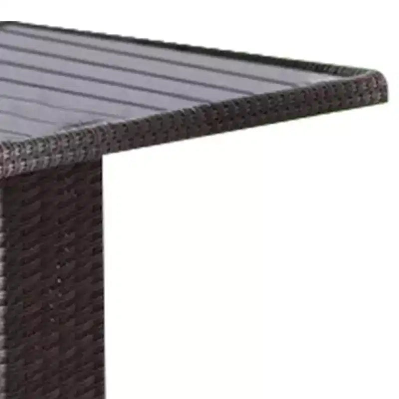 Bistro-Außentisch, Marmorfuß, grauer PE-Rattanrahmen, 69 cm