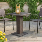 Bistro-Außentisch, Marmorfuß, grauer PE-Rattanrahmen, 69 cm