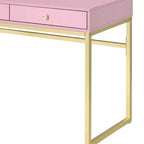Mädchen Schminktisch mit Spiegel, Schmuckablage & 2 Schubladen, goldfarbene Beine, Pink, 106,7 cm breiter Kompakt-Schminktisch
