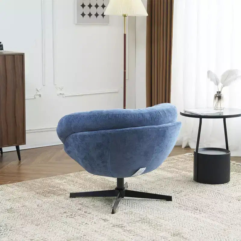 360° drehbarer Akzentsessel, abnehmbarer Chenille-Bezug, schwarzes Metallgestell, ergonomischer Lesesessel für Wohn- und Schlafzimmer