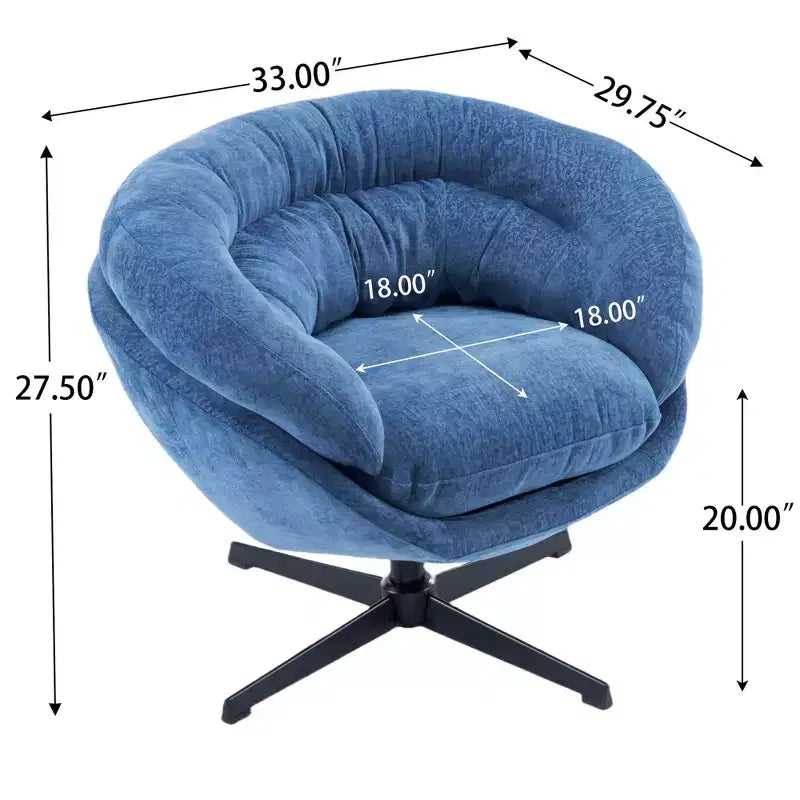 360° drehbarer Akzentsessel, abnehmbarer Chenille-Bezug, schwarzes Metallgestell, ergonomischer Lesesessel für Wohn- und Schlafzimmer