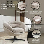 360° drehbarer Akzentsessel, abnehmbarer Chenille-Bezug, schwarzes Metallgestell, ergonomischer Lesesessel für Wohn- und Schlafzimmer