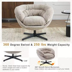360° drehbarer Akzentsessel, abnehmbarer Chenille-Bezug, schwarzes Metallgestell, ergonomischer Lesesessel für Wohn- und Schlafzimmer
