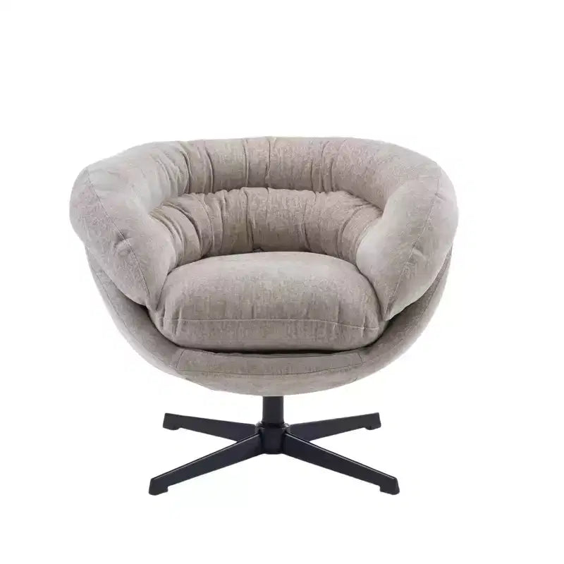360° drehbarer Akzentsessel, abnehmbarer Chenille-Bezug, schwarzes Metallgestell, ergonomischer Lesesessel für Wohn- und Schlafzimmer