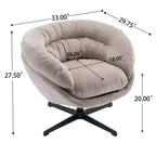 360° drehbarer Akzentsessel, abnehmbarer Chenille-Bezug, schwarzes Metallgestell, ergonomischer Lesesessel für Wohn- und Schlafzimmer