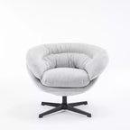 360° drehbarer Akzentsessel, abnehmbarer Chenille-Bezug, schwarzes Metallgestell, ergonomischer Lesesessel für Wohn- und Schlafzimmer