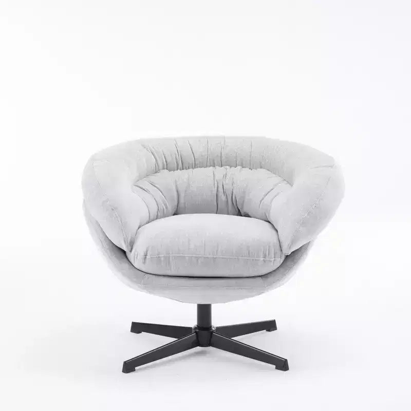 360° drehbarer Akzentsessel, abnehmbarer Chenille-Bezug, schwarzes Metallgestell, ergonomischer Lesesessel für Wohn- und Schlafzimmer