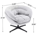 360° drehbarer Akzentsessel, abnehmbarer Chenille-Bezug, schwarzes Metallgestell, ergonomischer Lesesessel für Wohn- und Schlafzimmer