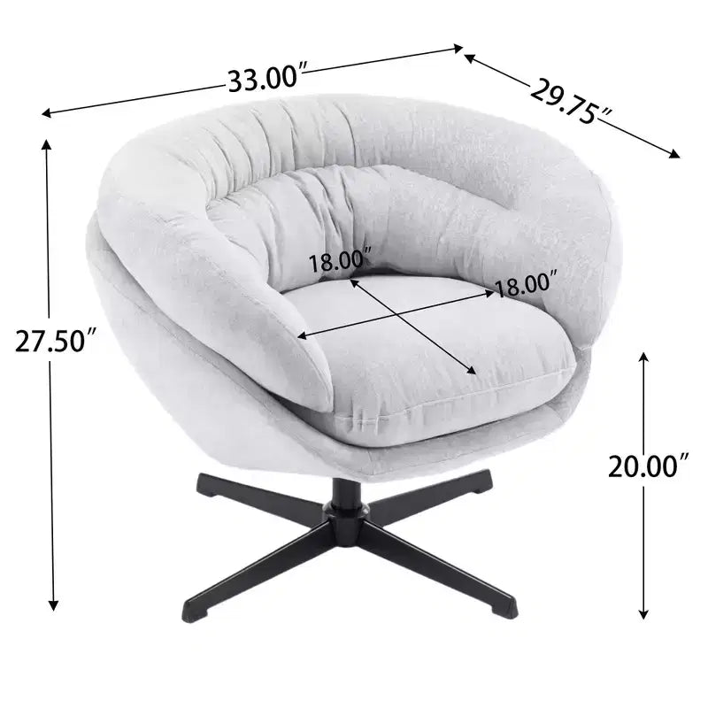 360° drehbarer Akzentsessel, abnehmbarer Chenille-Bezug, schwarzes Metallgestell, ergonomischer Lesesessel für Wohn- und Schlafzimmer