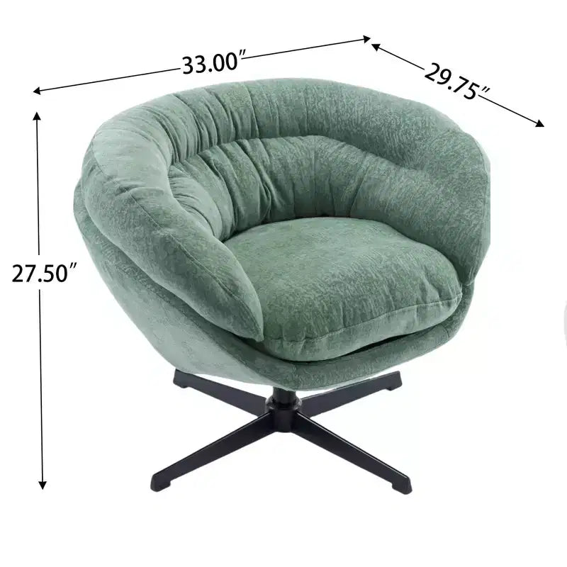 360° drehbarer Akzentsessel, abnehmbarer Chenille-Bezug, schwarzes Metallgestell, ergonomischer Lesesessel für Wohn- und Schlafzimmer