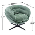 360° drehbarer Akzentsessel, abnehmbarer Chenille-Bezug, schwarzes Metallgestell, ergonomischer Lesesessel für Wohn- und Schlafzimmer