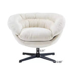 360° drehbarer Akzentsessel, abnehmbarer Chenille-Bezug, schwarzes Metallgestell, ergonomischer Lesesessel für Wohn- und Schlafzimmer