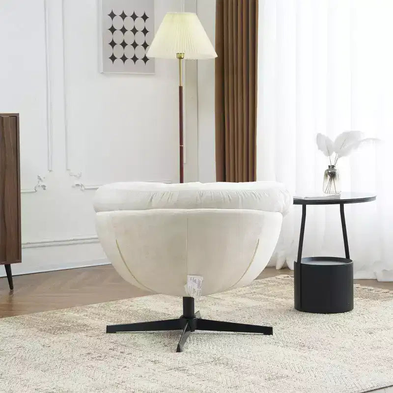 360° drehbarer Akzentsessel, abnehmbarer Chenille-Bezug, schwarzes Metallgestell, ergonomischer Lesesessel für Wohn- und Schlafzimmer