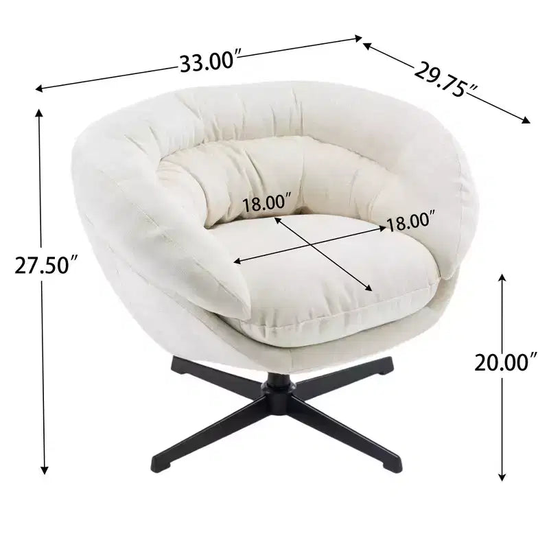 360° drehbarer Akzentsessel, abnehmbarer Chenille-Bezug, schwarzes Metallgestell, ergonomischer Lesesessel für Wohn- und Schlafzimmer
