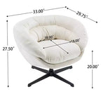 360° drehbarer Akzentsessel, abnehmbarer Chenille-Bezug, schwarzes Metallgestell, ergonomischer Lesesessel für Wohn- und Schlafzimmer