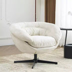360° drehbarer Akzentsessel, abnehmbarer Chenille-Bezug, schwarzes Metallgestell, ergonomischer Lesesessel für Wohn- und Schlafzimmer