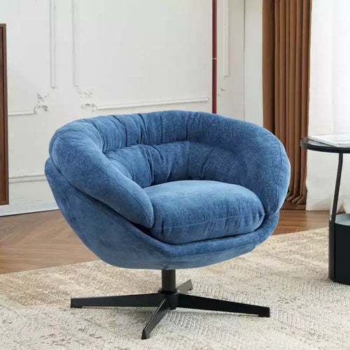  Swivel Accent Chair with Removable Chenille Upholstered Reading Chair with Black Metal Base Cozy Accent Chairs for Living Room, Bedroom