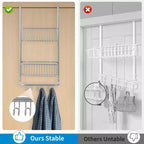 Über-Tür-Organizer, 2-etagiger Duschkorb aus Metall mit 6 Haken, verstellbare Hängeaufbewahrung für Bad, Speisekammer & Schrank, platzsparende Lösung