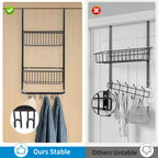 Über-Tür-Organizer, 2-etagiger Duschkorb aus Metall mit 6 Haken, verstellbare Hängeaufbewahrung für Bad, Speisekammer & Schrank, platzsparende Lösung