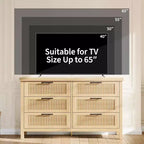 47" breite Kommode mit 6 Schubladen und Rillen, Holzkommode für Schlafzimmer, Kinderzimmer & Wohnzimmer, Eiche