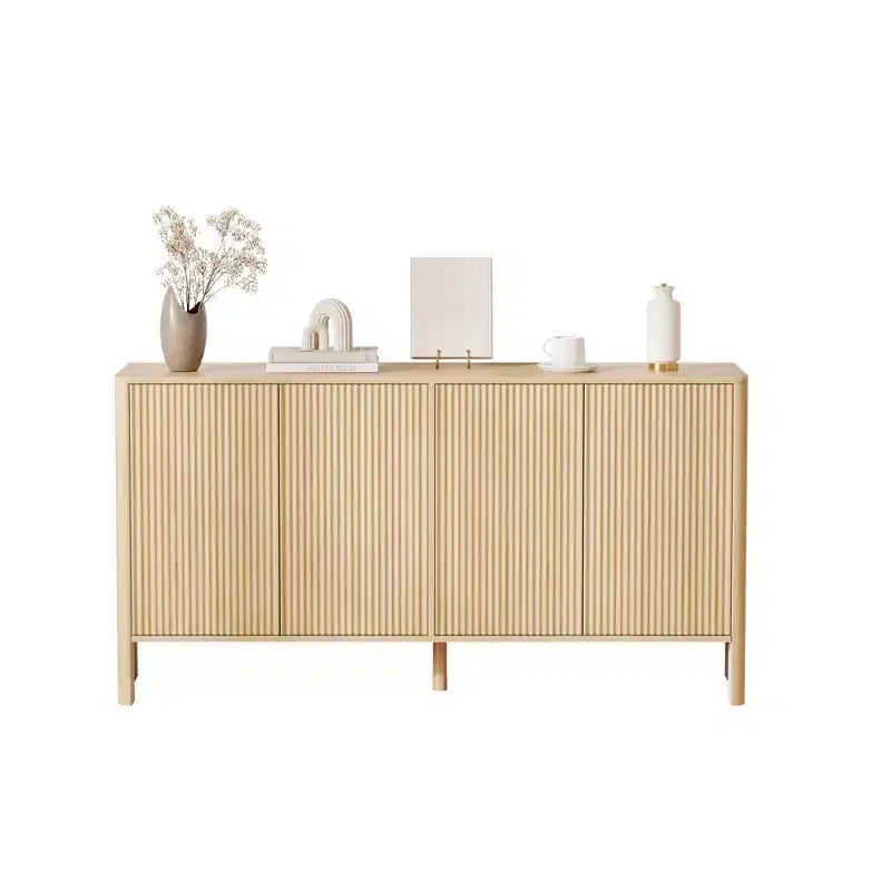 Sideboard Buffet Cabinet, Modern Fluted Coffee Bar Cupboard Storage Cabinet Wood Credenza Console Table for Kitchen Dining Living Room Entryway