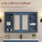 Badezimmerspiegelschrank 120 cm, wandmontiert, verstellbare & offene Regale, Medizinschrank für Bad, Schlafzimmer oder Schminktisch