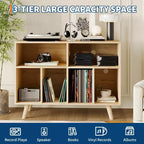 Plattenspielerständer mit Schallplattenaufbewahrung - Plattenspieler-Rack mit Schallplattenaufbewahrung - Schallplattenhalter aus Holz mit Plattenspielerfach