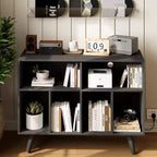 Plattenspielerständer mit Schallplattenaufbewahrung - Plattenspieler-Rack mit Schallplattenaufbewahrung - Schallplattenhalter aus Holz mit Plattenspielerfach