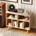 Plattenspielerständer mit Schallplattenaufbewahrung - Plattenspieler-Rack mit Schallplattenaufbewahrung - Schallplattenhalter aus Holz mit Plattenspielerfach
