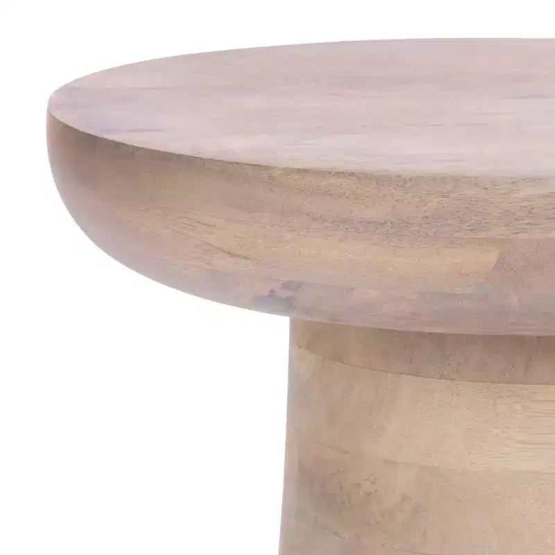 Runder Beistelltisch, weiß gekalktes Mangoholz, 43 cm H x 30 cm Durchmesser, keine Montage erforderlich
