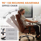 Büro-Chefsessel mit hoher Rückenlehne, ausziehbarer Fußstütze, höhenverstellbar und drehbaren Rollen, ergonomisch
