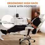 Büro-Chefsessel mit hoher Rückenlehne, ausziehbarer Fußstütze, höhenverstellbar und drehbaren Rollen, ergonomisch