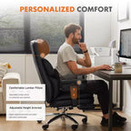Büro-Chefsessel mit hoher Rückenlehne, ausziehbarer Fußstütze, höhenverstellbar und drehbaren Rollen, ergonomisch